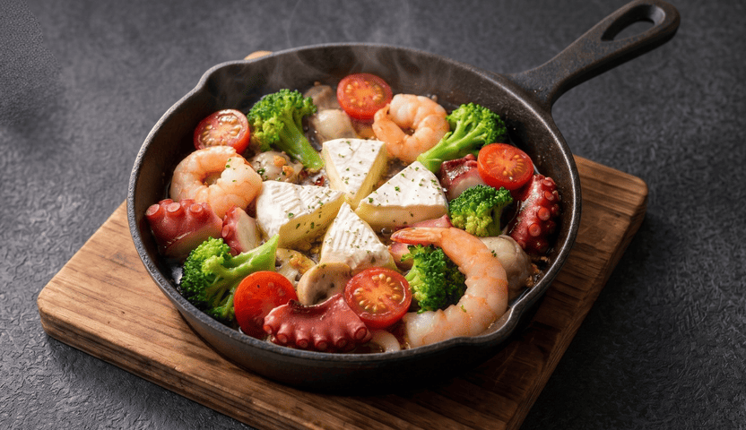 해산물과 까망베르 치즈 아히요